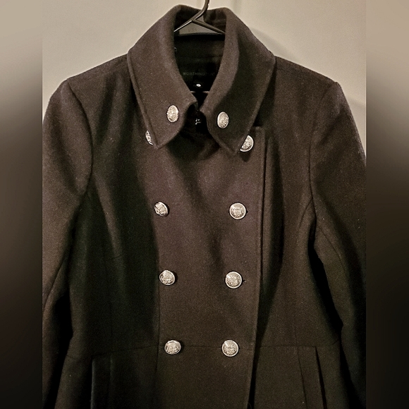 EUC JCPenny Worthington Charcoal Military Double-breasted Wool Winter Pea Coat L - Picture 2 of 6